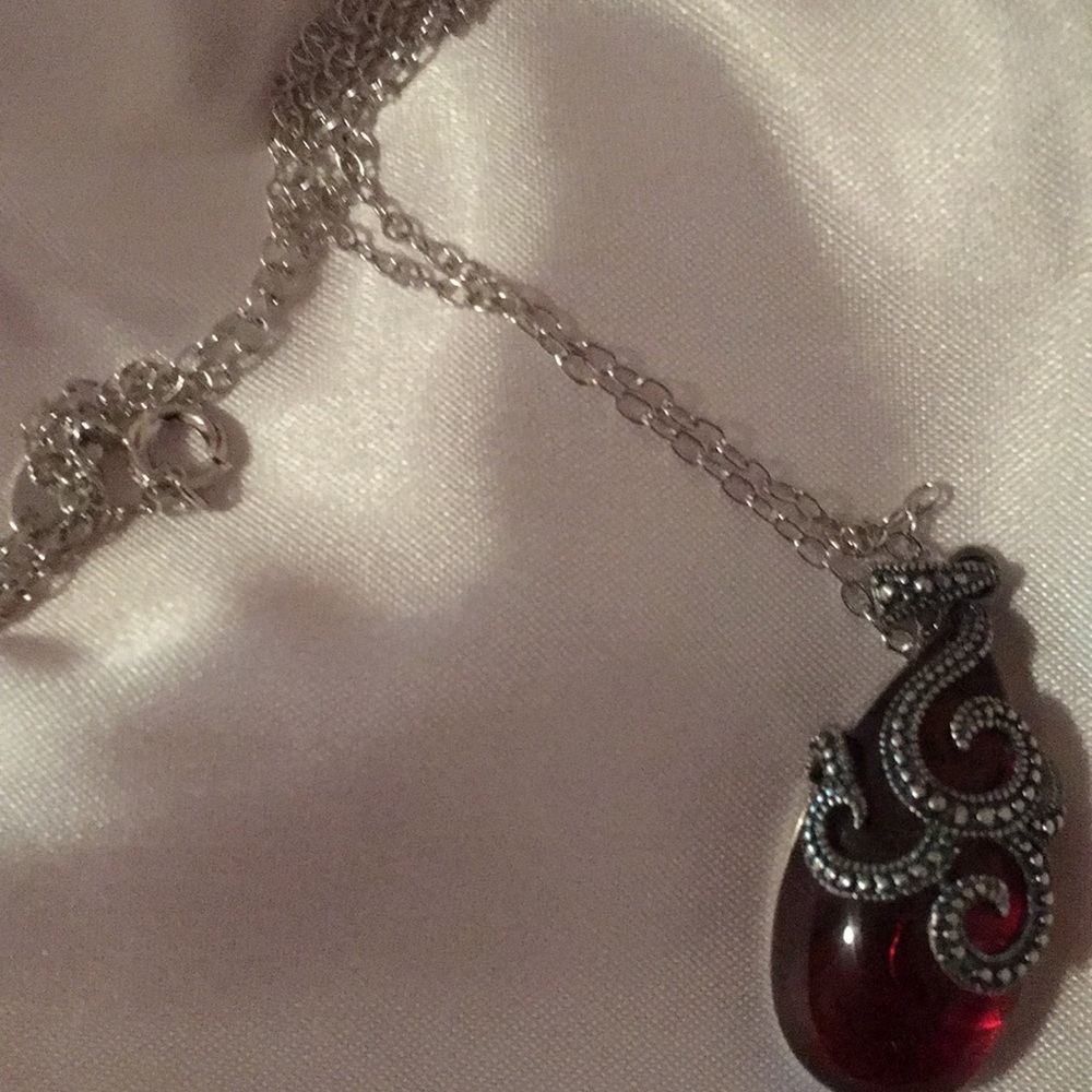 Sterling Silver Chain - Ruby Stone - image 1